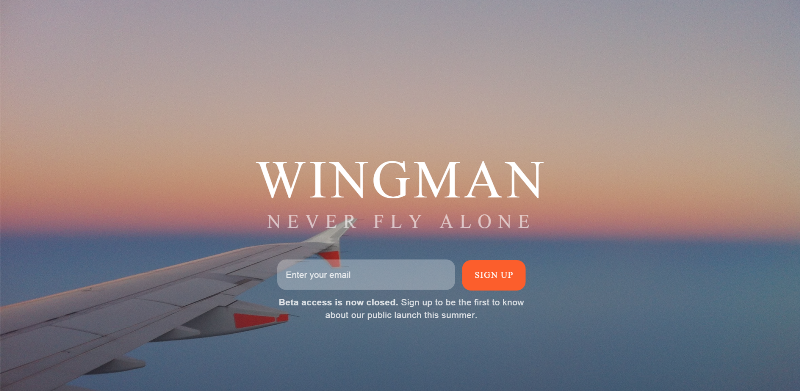 wingman-app-home-page